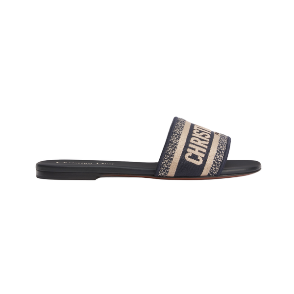 Dior Dway Slide 'Deep Blue Embroidered Cotton' (Women)