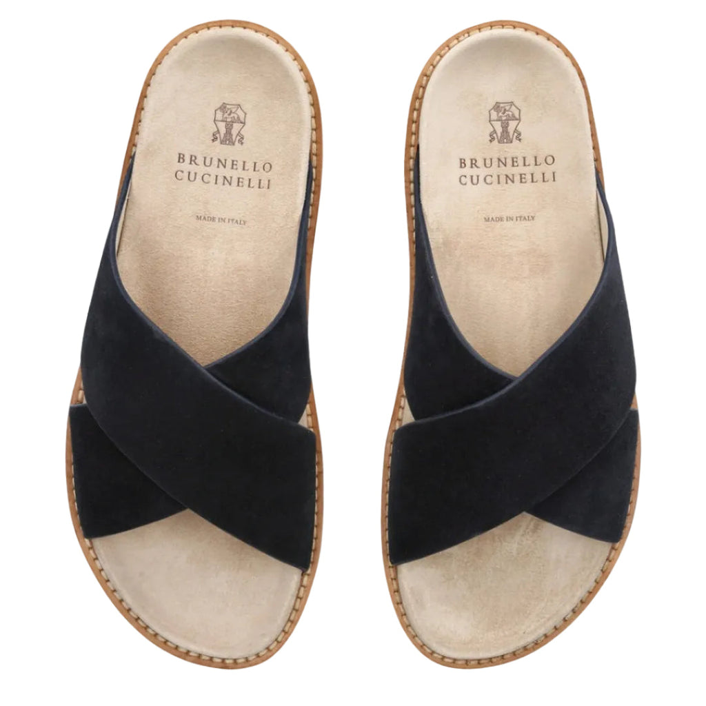 Brunello Cucinelli Crossover Sandal 'Black Suede' (Men)