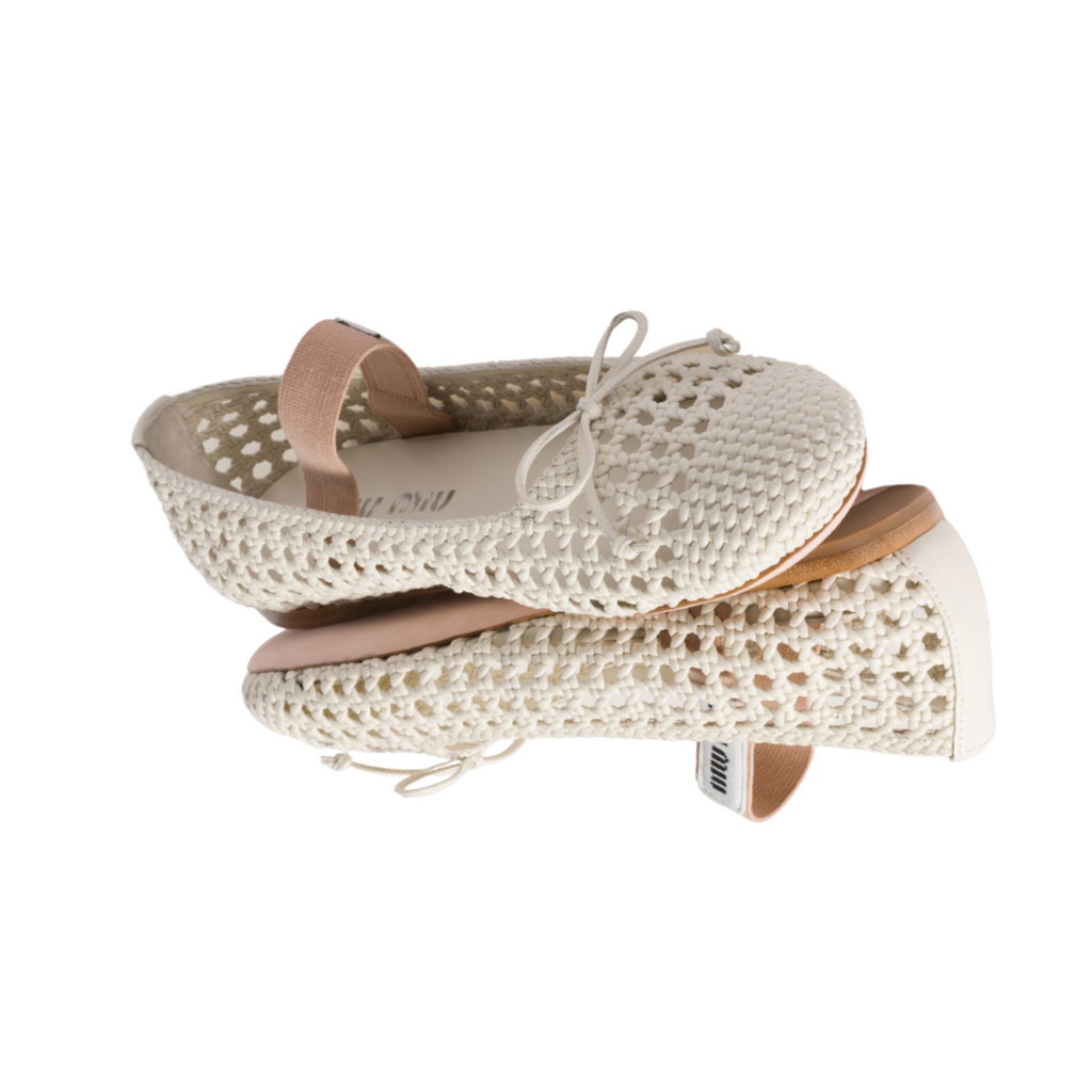 Miu Miu Woven Nappa Leather Ballerinas (Women)