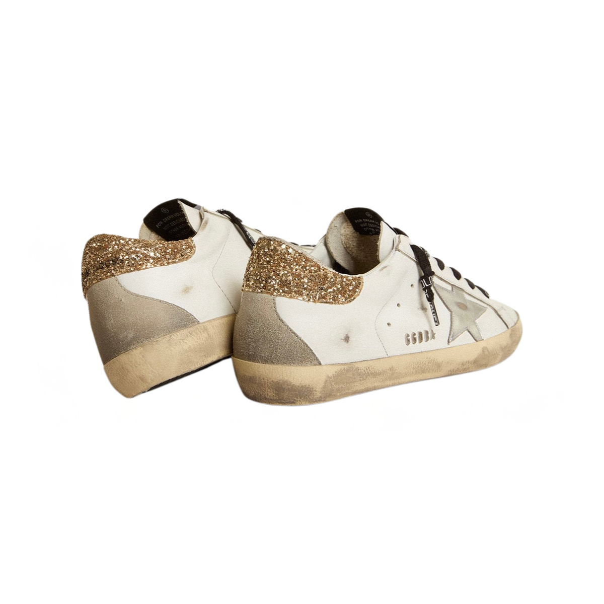 Golden Goose Super-Star 'White Glitter Heel Tab' (Women)