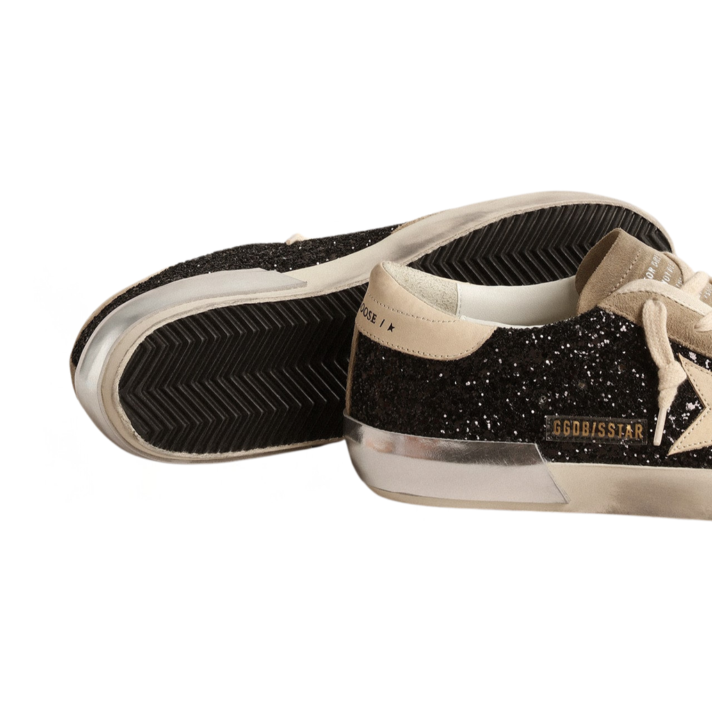 Golden Goose Super-Star 'Black Glitter Cream Star' (Women)