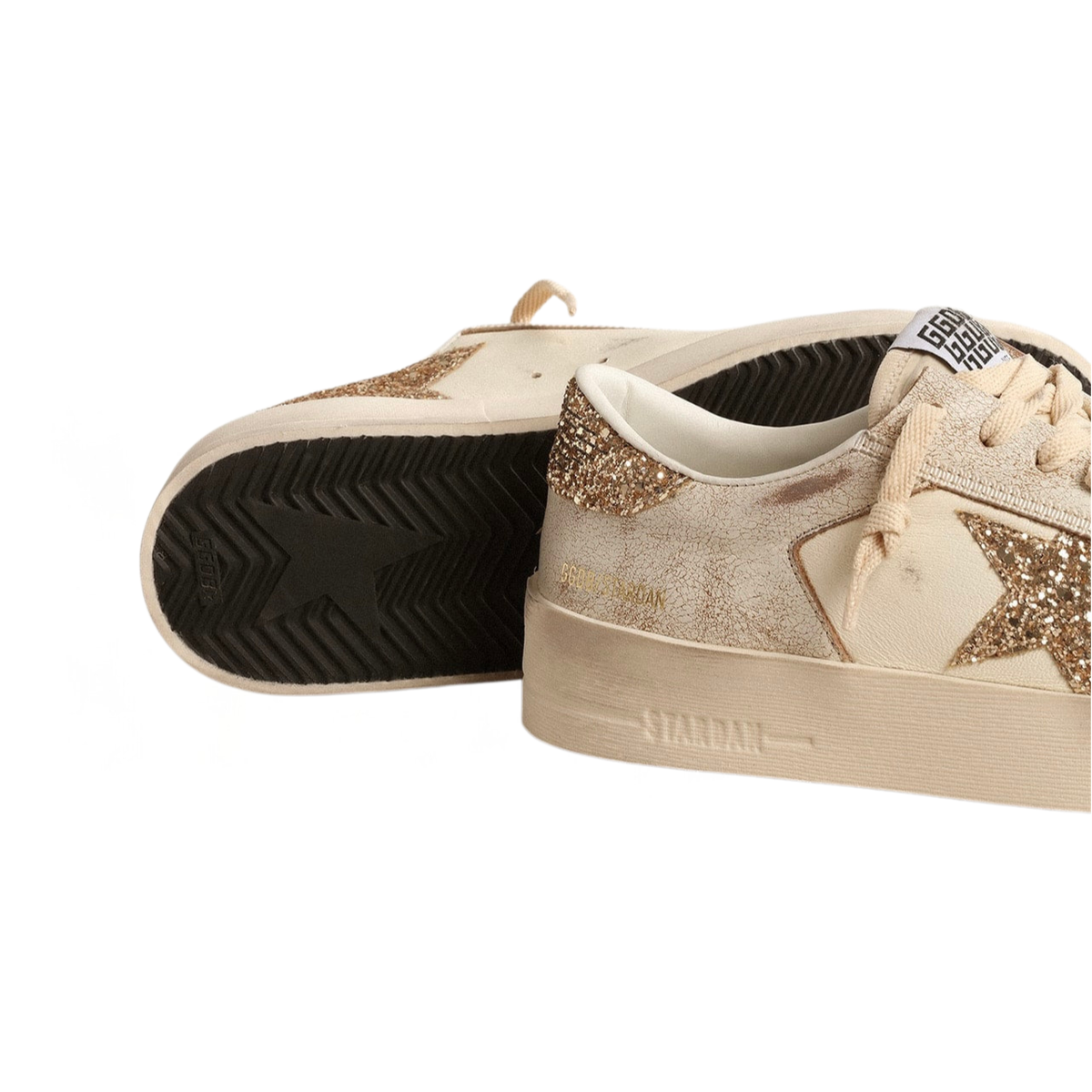 Golden Goose Stardan 'Ecru Gold Glitter Star' (Unisex)