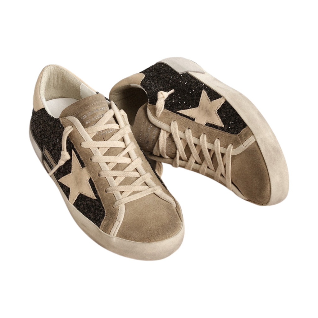Golden Goose Super-Star 'Black Glitter Cream Star' (Women)