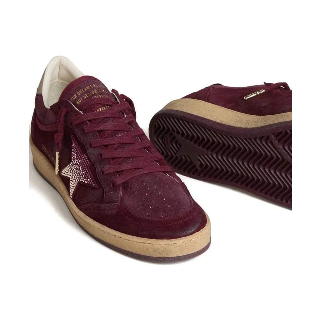 Golden Goose Ball-Star 'Burgundy Suede Crystal Star' (Women)