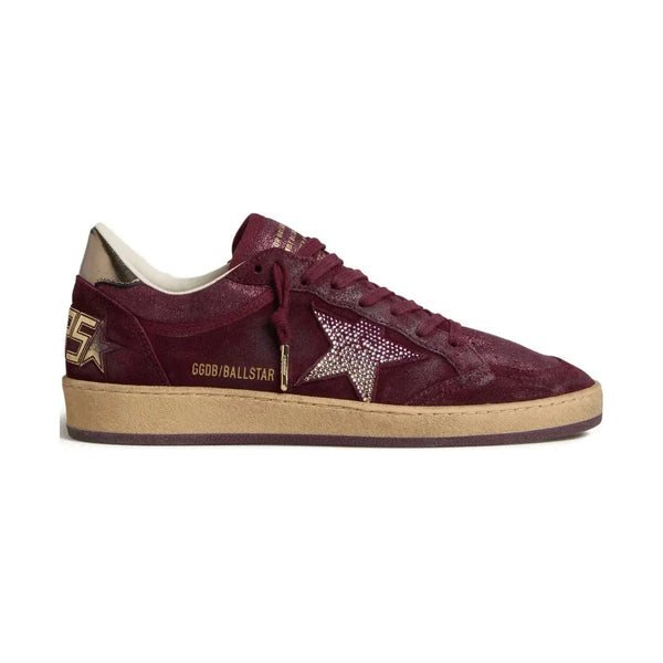 Golden Goose Ball-Star 'Burgundy Suede Crystal Star' (Women)