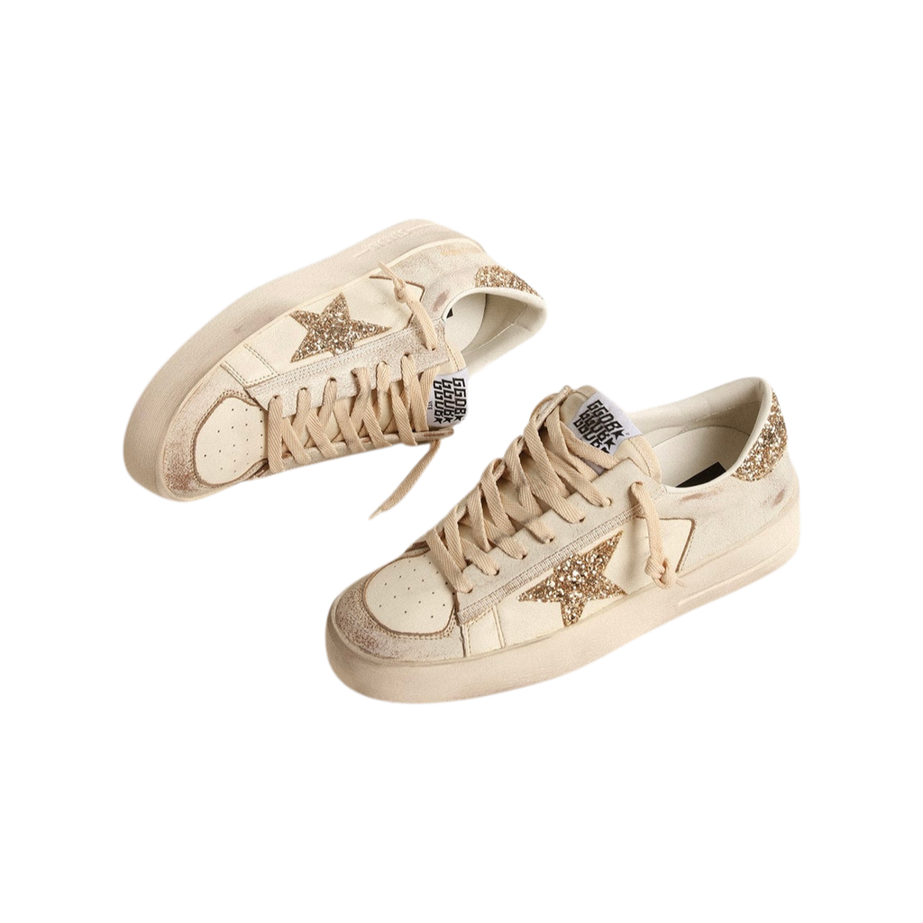 Golden Goose Stardan 'Ecru Gold Glitter Star' (Unisex)
