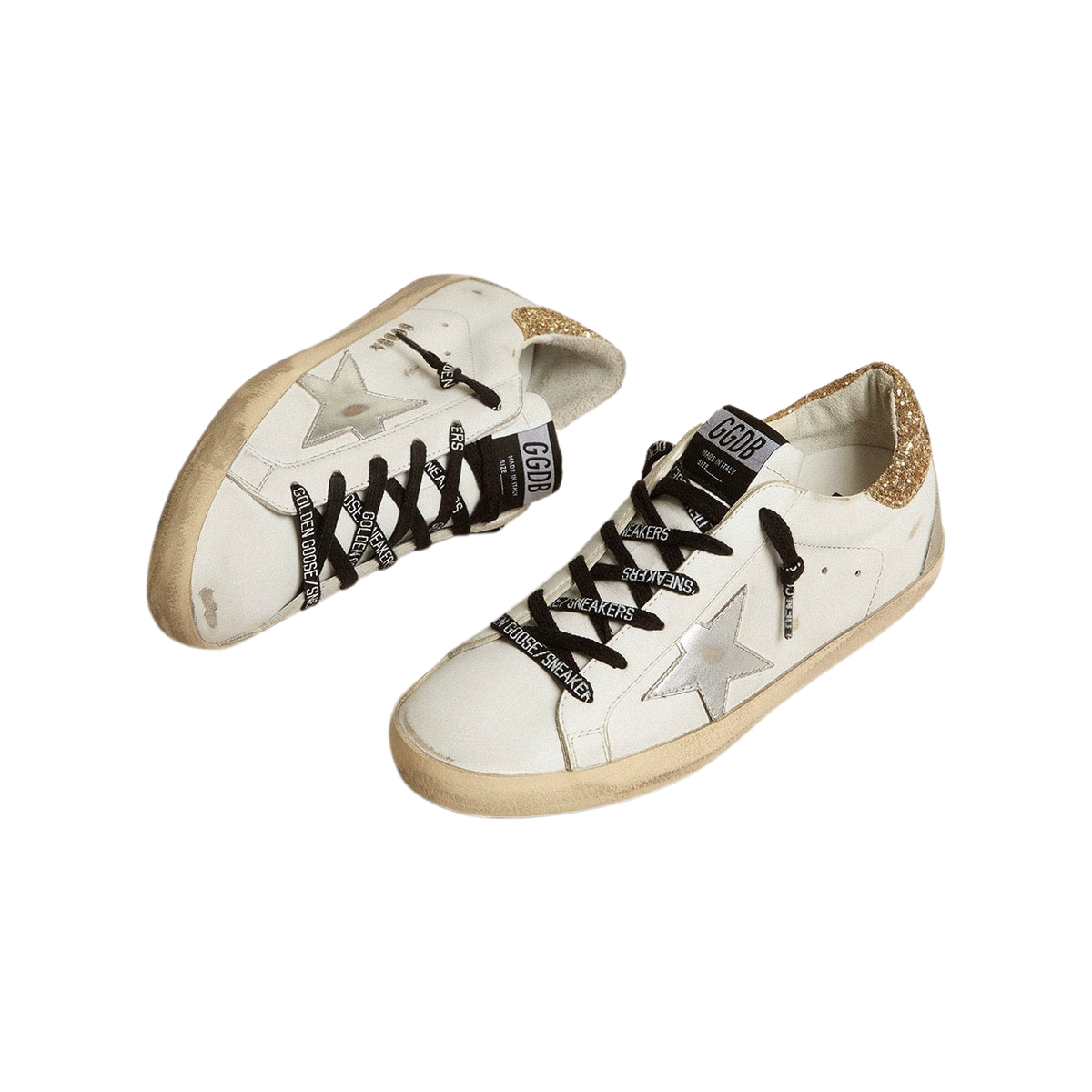 Golden Goose Super-Star 'White Glitter Heel Tab' (Women)