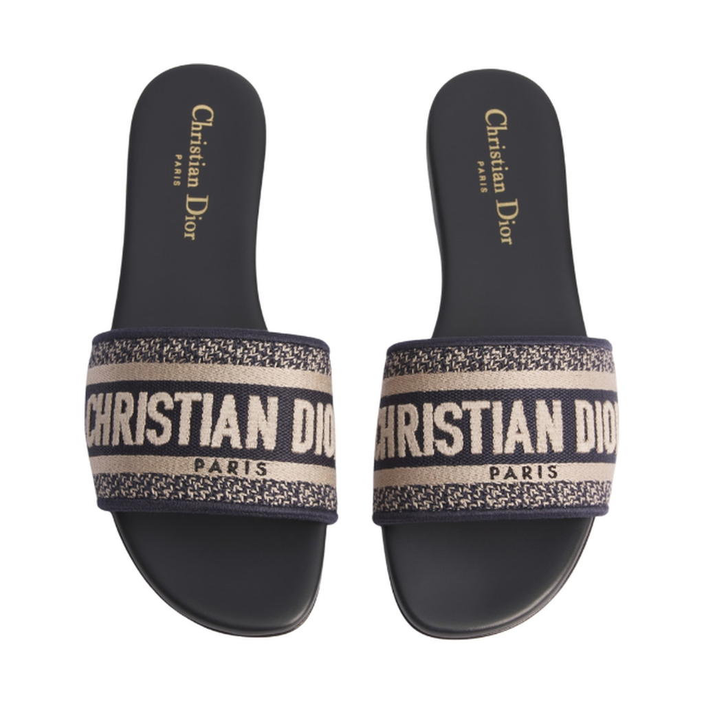 Dior Dway Slide 'Deep Blue Embroidered Cotton' (Women)