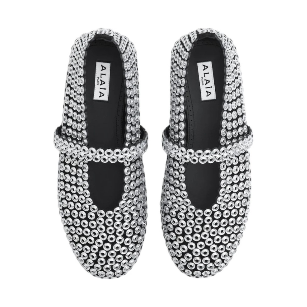 Alaïa Suede Glass-Embellished Ballet Flat (Women)