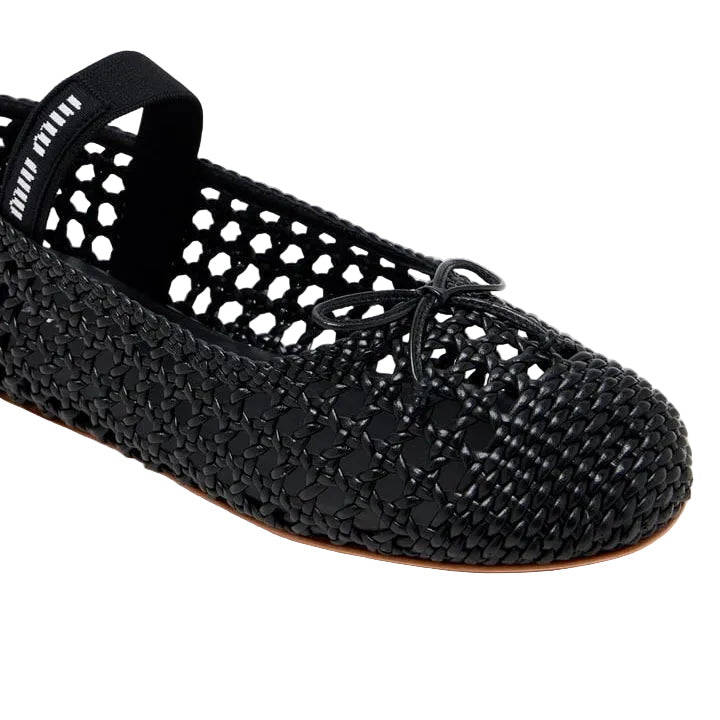 Miu Miu Woven Nappa Leather Ballerinas (Women)