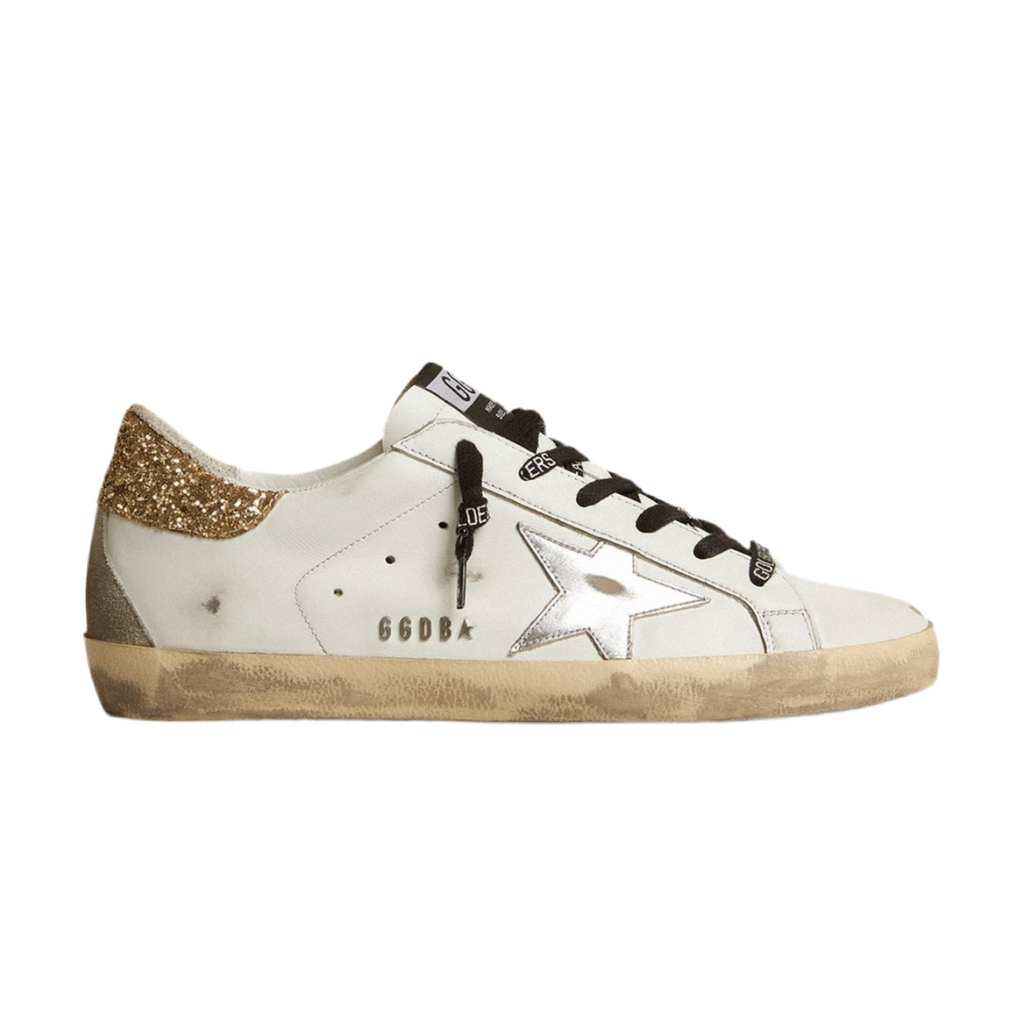 Golden Goose Super-Star 'White Glitter Heel Tab' (Women)