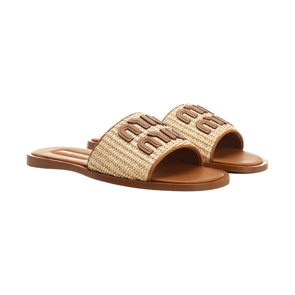 Miu Miu Raffia-Effect Woven Slide 'Natural' (Women)