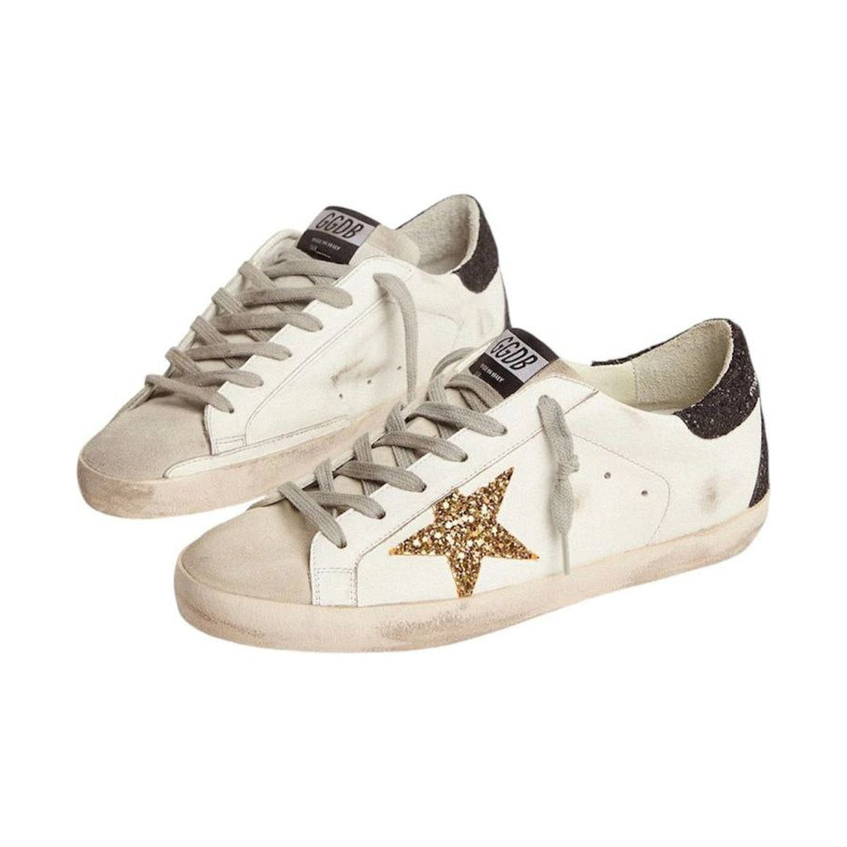 Golden Goose Super-Star 'Gold Glitter Star Black Heel' (Women)