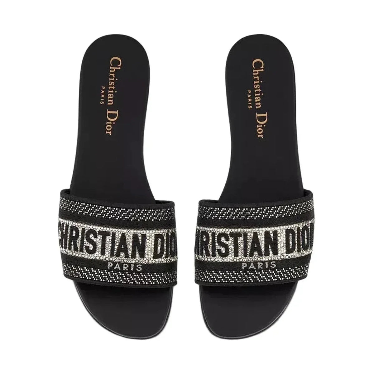 Dior Dway Slide 'Black Embroidered Cotton' (Women)