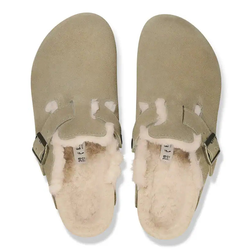 Birkenstock Boston Shearling Suede 'Taupe' (Women)