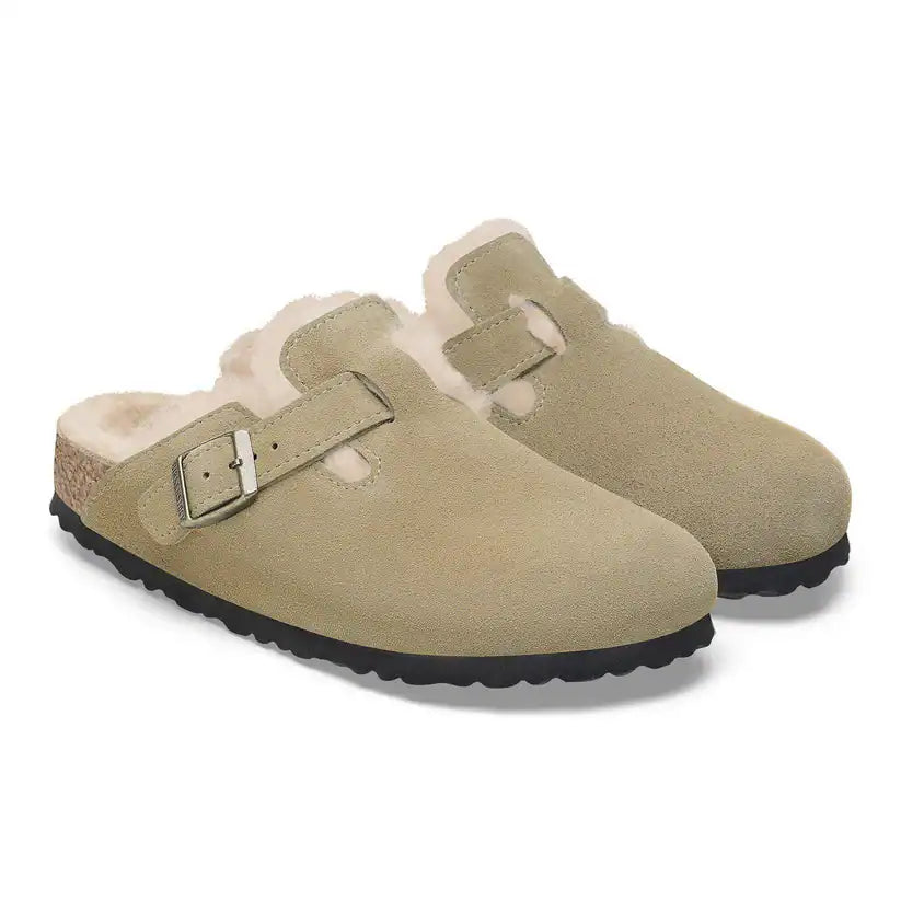 Birkenstock Boston Shearling Suede 'Taupe' (Women)