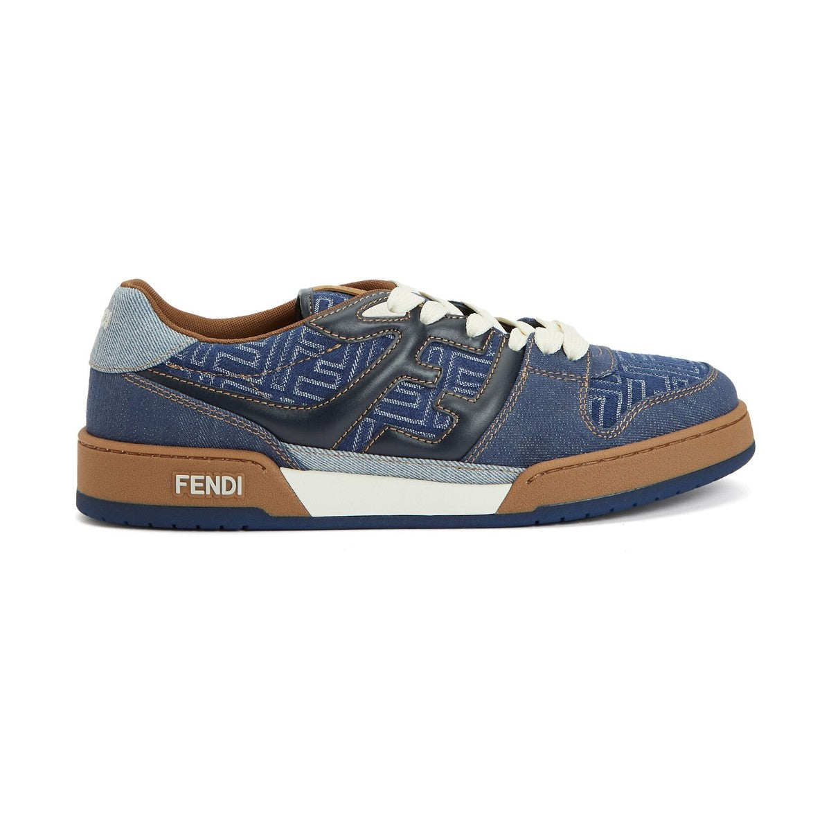 Fendi Match Sneaker 'Navy FF Jacquard White Suede' (Men)