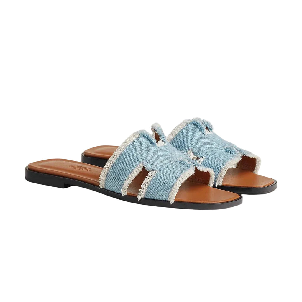 Hermès Oran Sandal 'Fringed Denim - Bleu Clair' (Women)